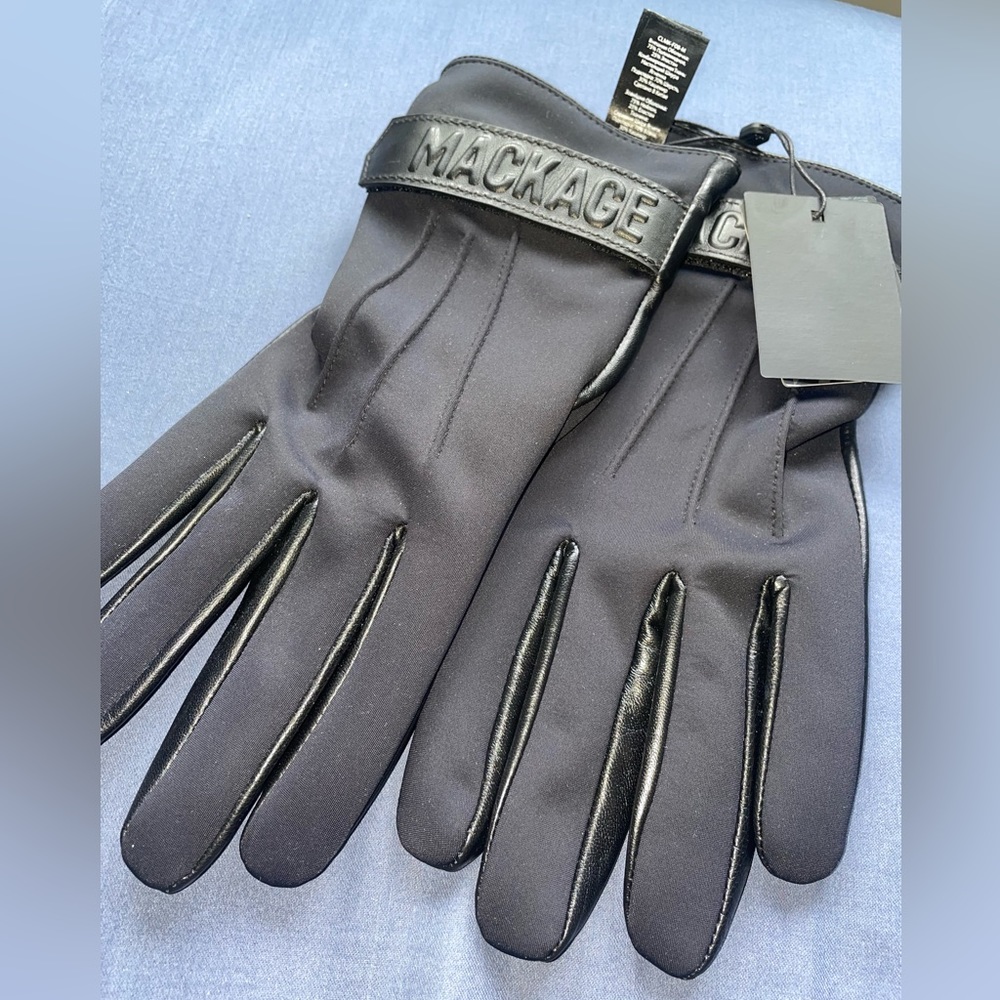 Mackage OZ-C Genuine Leather & Cashmere Gloves (Black) Size M